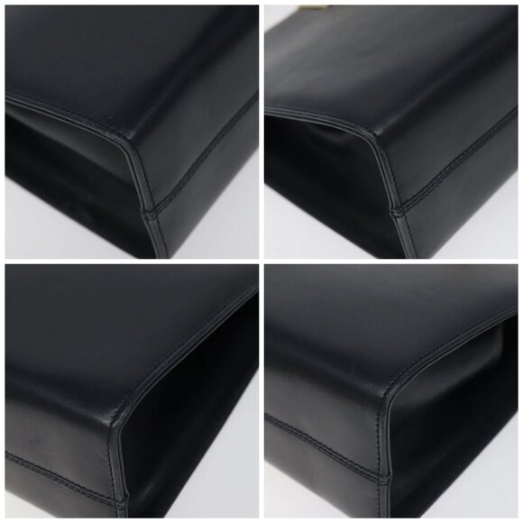 Salvatore Ferragamo Gancini Chain Shoulder Bag Leather Navy Gold Auth BD1060 - Picture 16 of 16